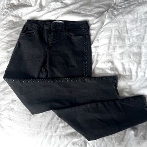 Zara black skinny jeans with studs up the sides, size 8